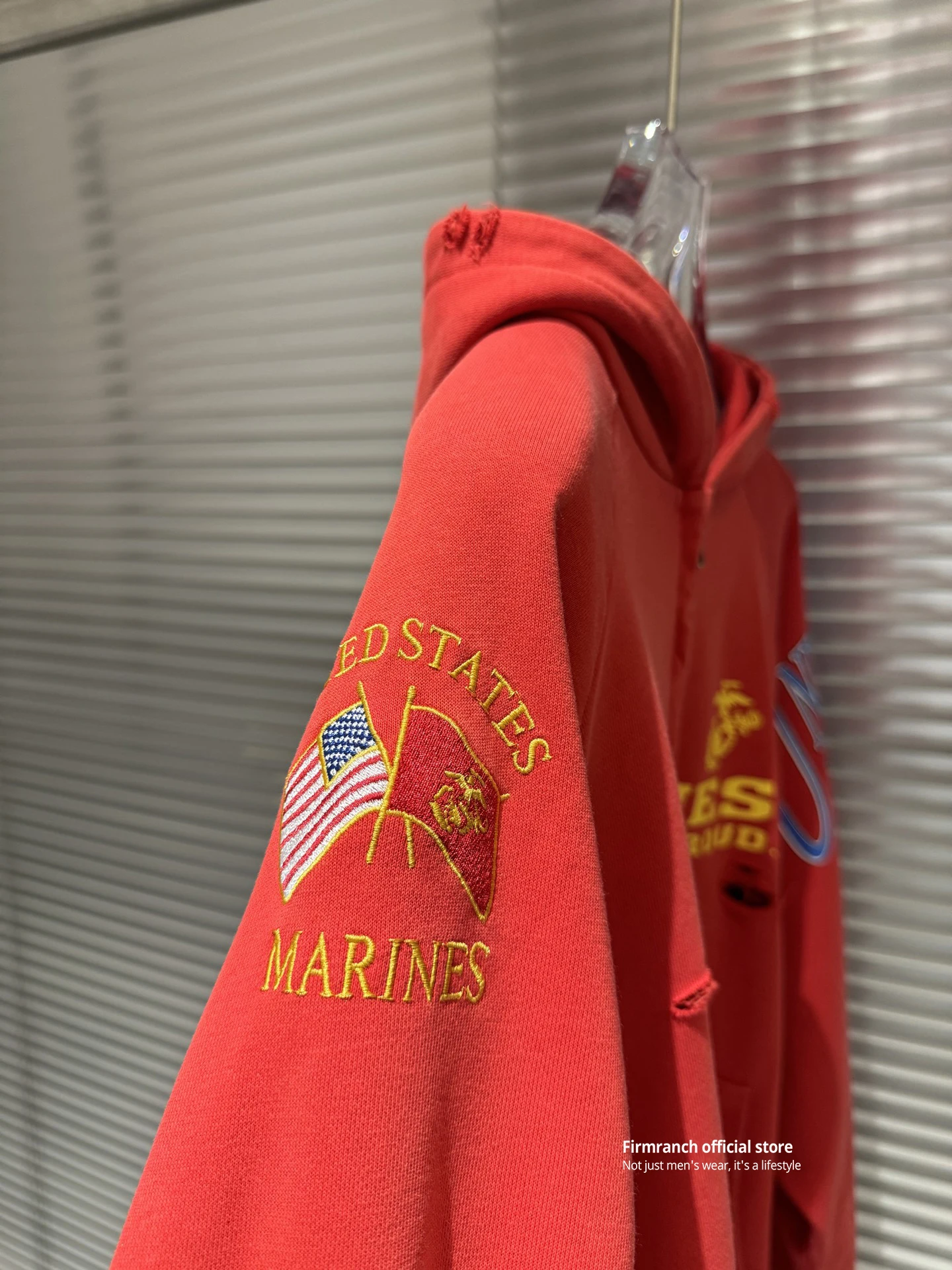 Firmranch 25ss Korean Fashion High Street Red Color Hoodies Jackets For Men Women Distressed Washed Zipper Hooded Sweatshirt