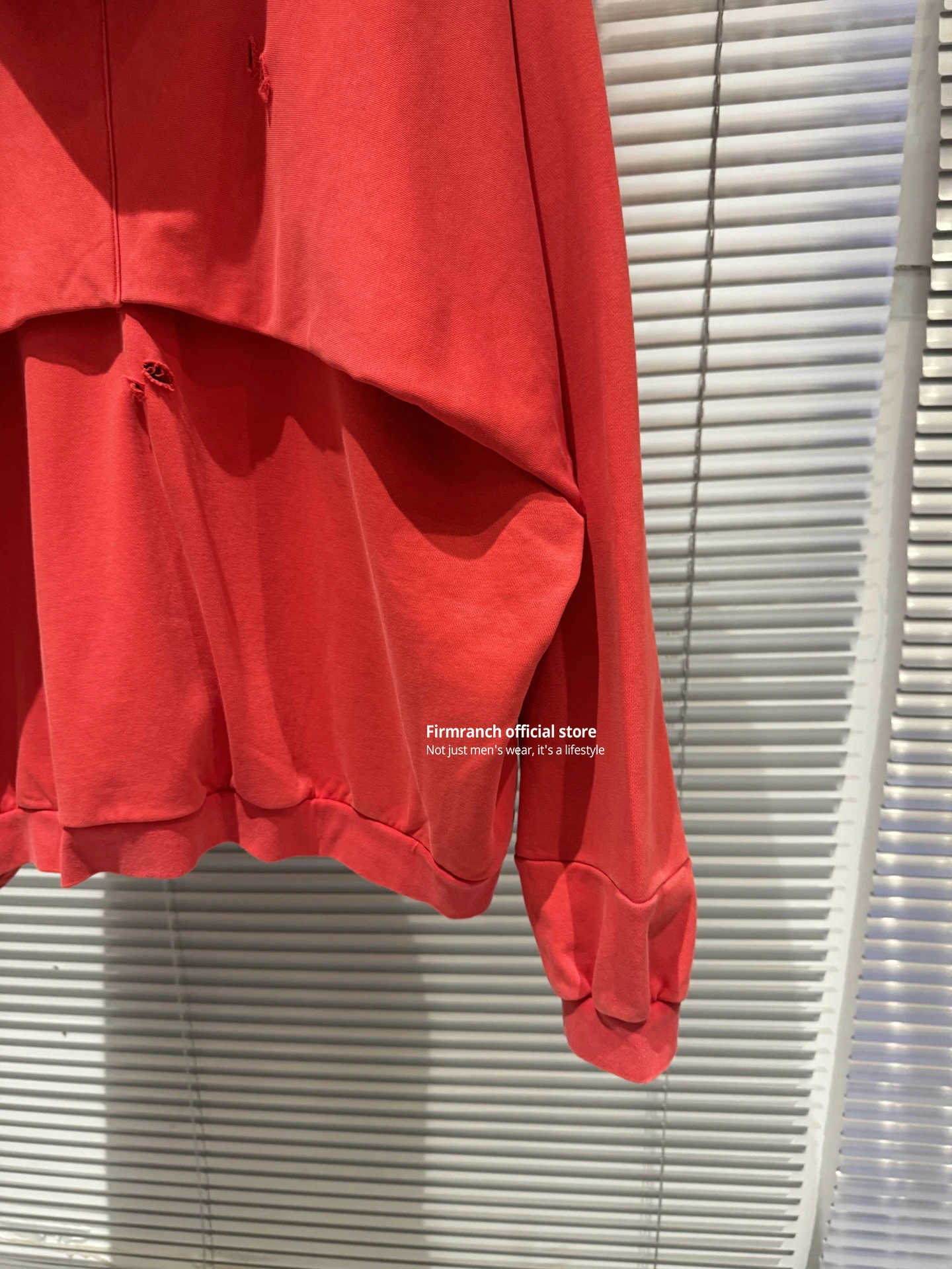 Firmranch 25ss Korean Fashion High Street Red Color Hoodies Jackets For Men Women Distressed Washed Zipper Hooded Sweatshirt