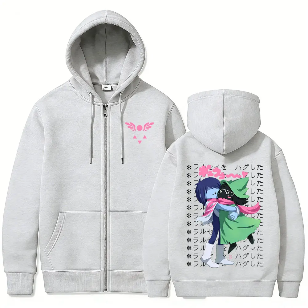 Game Deltarune Ralsei Kris Zipper Hoodie Men Casual Humor Harajuku Zip Up Jacket Unisex Long Sleeve Oversized Zip Up Sweatshirt