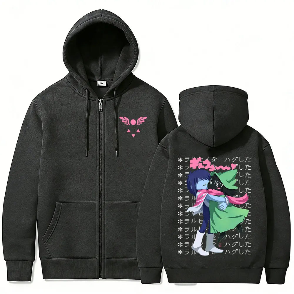 Game Deltarune Ralsei Kris Zipper Hoodie Men Casual Humor Harajuku Zip Up Jacket Unisex Long Sleeve Oversized Zip Up Sweatshirt