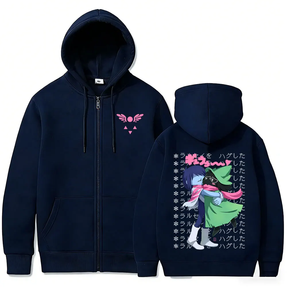 Game Deltarune Ralsei Kris Zipper Hoodie Men Casual Humor Harajuku Zip Up Jacket Unisex Long Sleeve Oversized Zip Up Sweatshirt