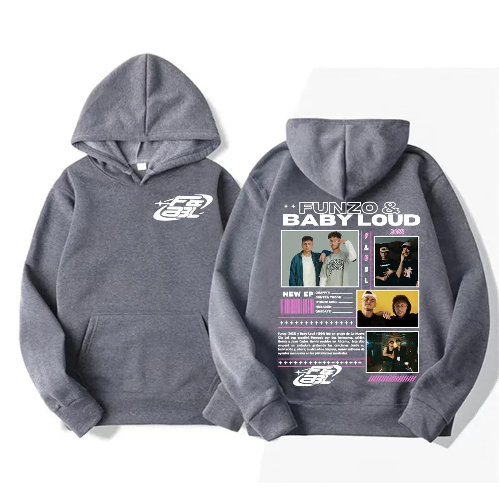 Rapper Funzo & Baby Loud 2025 Tour Hoodies Unisex Fashion Casual Long Sleeve Pullovers Hoodie Men Punk Hip Hop Street Sweatshirt