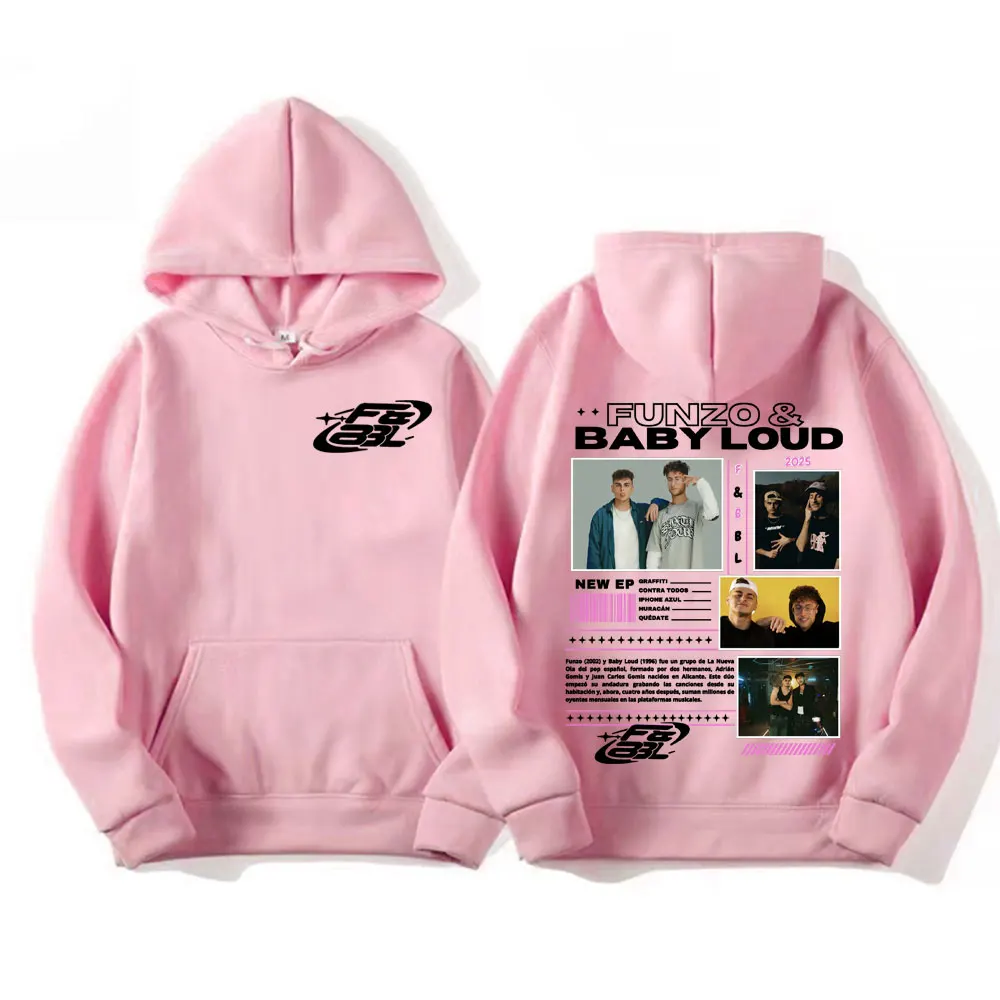 Rapper Funzo & Baby Loud 2025 Tour Hoodies Unisex Fashion Casual Long Sleeve Pullovers Hoodie Men Punk Hip Hop Street Sweatshirt