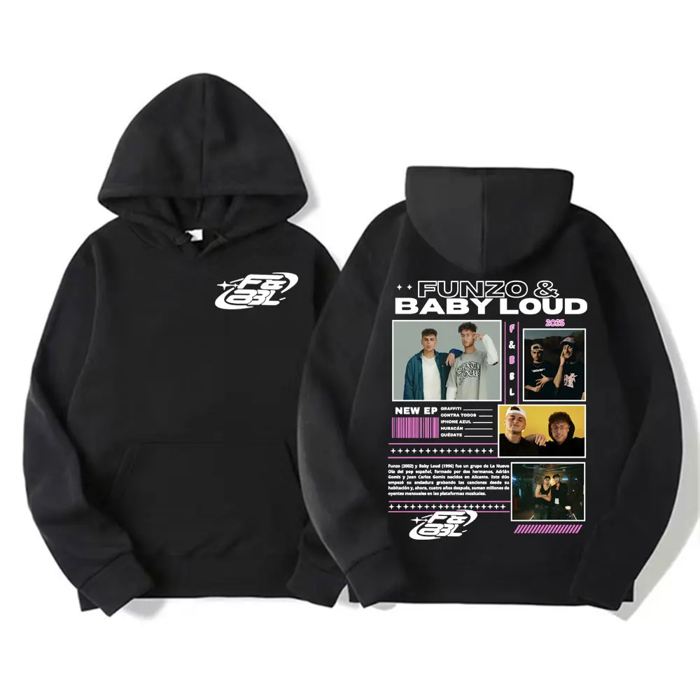 Rapper Funzo & Baby Loud 2025 Tour Hoodies Unisex Fashion Casual Long Sleeve Pullovers Hoodie Men Punk Hip Hop Street Sweatshirt
