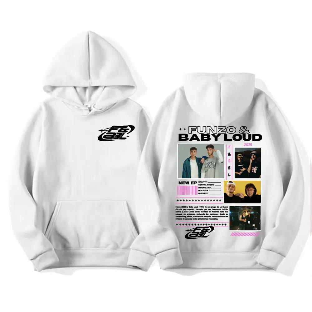 Rapper Funzo & Baby Loud 2025 Tour Hoodies Unisex Fashion Casual Long Sleeve Pullovers Hoodie Men Punk Hip Hop Street Sweatshirt