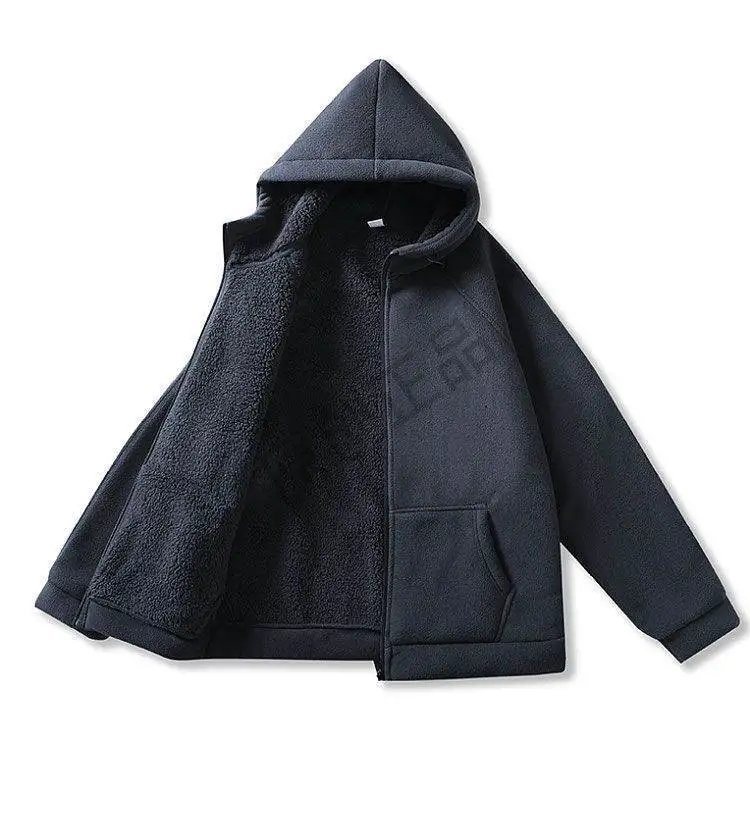 New Autumn Winter Men's Polar Fleece Jackets Casual Hooded Pocket Zipper Coats Cold-Proof Thickened Warm Hoodies Jackets for Men