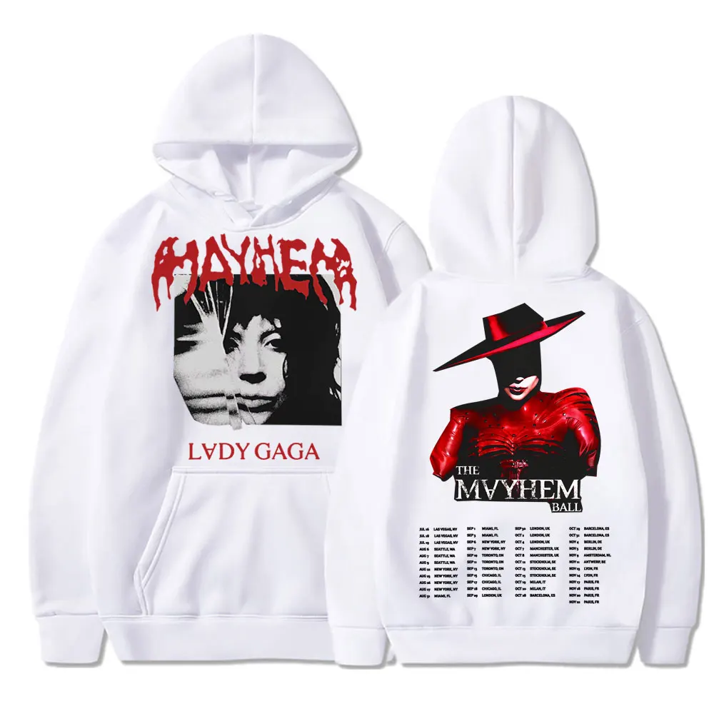 Lady Gaga The Mayhem Ball Tour 2025 Hoodies Trendy Hip Hop Vintage Long Sleeve Men Women Fleece Oversized Tracksuit Streetwear