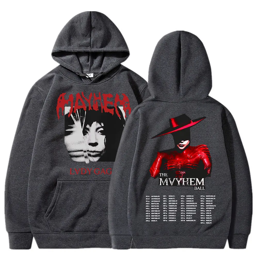 Lady Gaga The Mayhem Ball Tour 2025 Hoodies Trendy Hip Hop Vintage Long Sleeve Men Women Fleece Oversized Tracksuit Streetwear