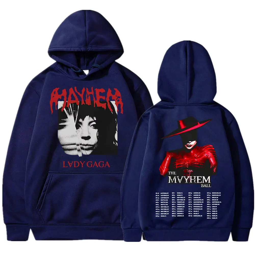 Lady Gaga The Mayhem Ball Tour 2025 Hoodies Trendy Hip Hop Vintage Long Sleeve Men Women Fleece Oversized Tracksuit Streetwear
