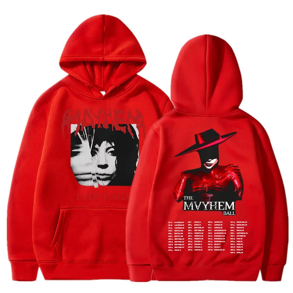 Lady Gaga The Mayhem Ball Tour 2025 Hoodies Trendy Hip Hop Vintage Long Sleeve Men Women Fleece Oversized Tracksuit Streetwear