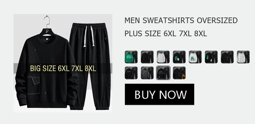 Men Sweatshirts Hoodie Pocket Oversized 6XL 7XL 8XL Plus Size Long Sleeve Break Tops Jogging Streetwear Fashion High Quality