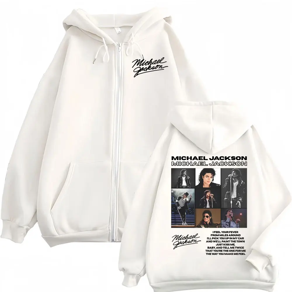 King of Pop Michael Jackson Tour Zipper Hoodies Men's Fashion High Street Jacket Sweatshirts Casual Oversized Zip Up Pullovers