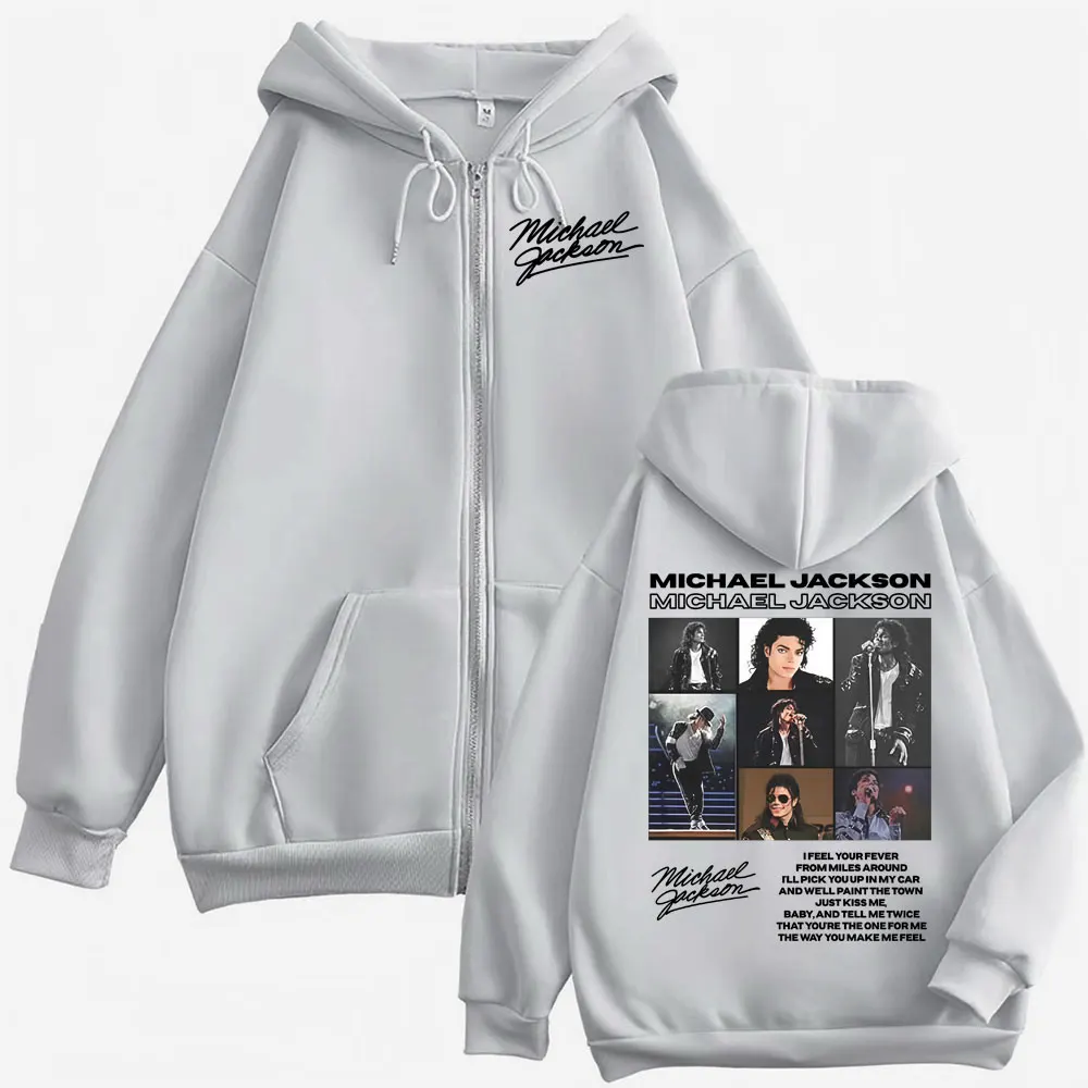 King of Pop Michael Jackson Tour Zipper Hoodies Men's Fashion High Street Jacket Sweatshirts Casual Oversized Zip Up Pullovers