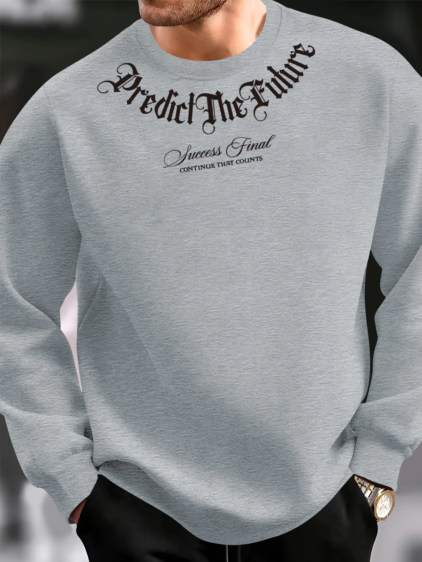 Men's Autumn and Winter Fashionable Casual Loose Fashion Letter Printed Long-Sleeved Round Neck Sweatshirt