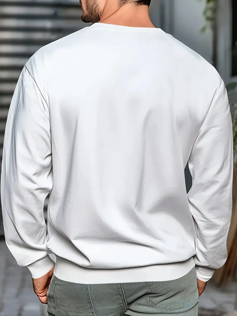 Men's Autumn and Winter Fashionable Casual Loose Fashion Letter Printed Long-Sleeved Round Neck Sweatshirt