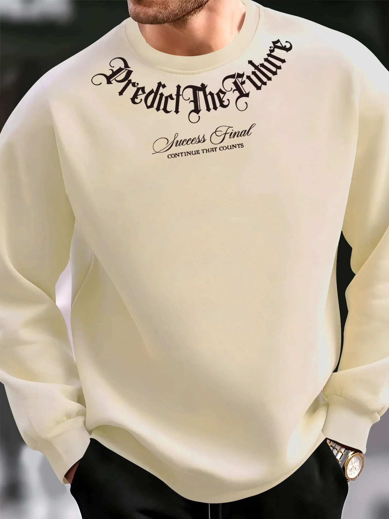 Men's Autumn and Winter Fashionable Casual Loose Fashion Letter Printed Long-Sleeved Round Neck Sweatshirt