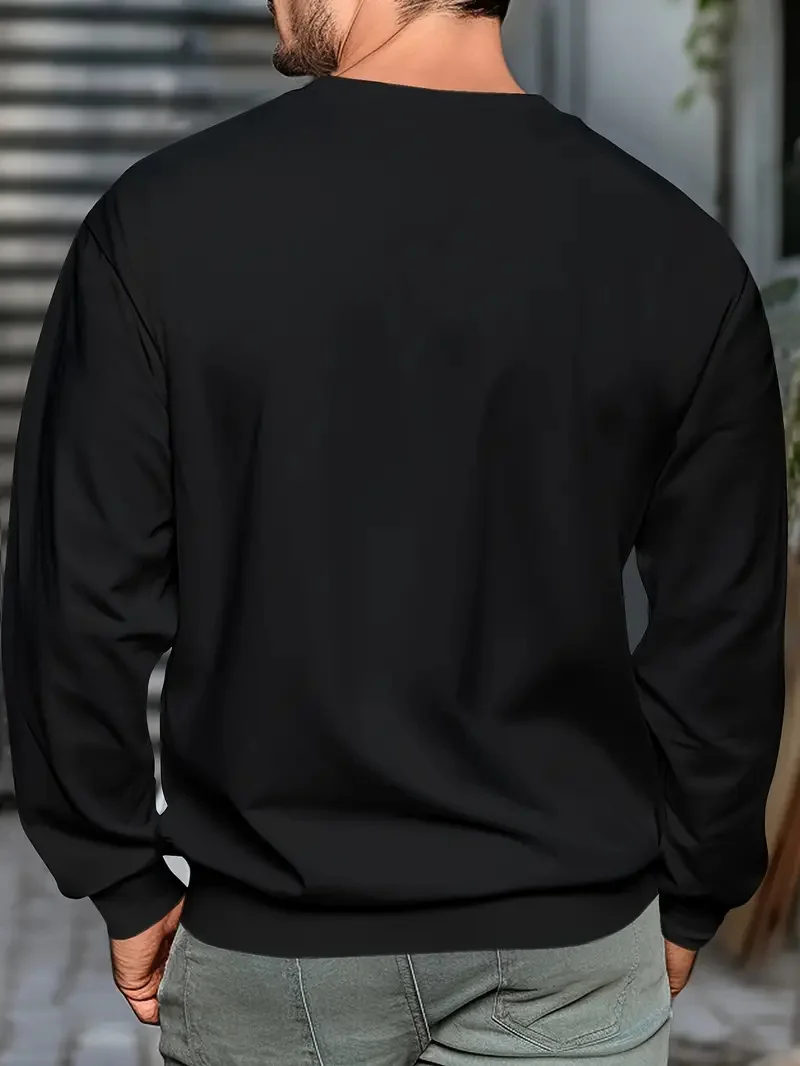 Men's Autumn and Winter Fashionable Casual Loose Fashion Letter Printed Long-Sleeved Round Neck Sweatshirt