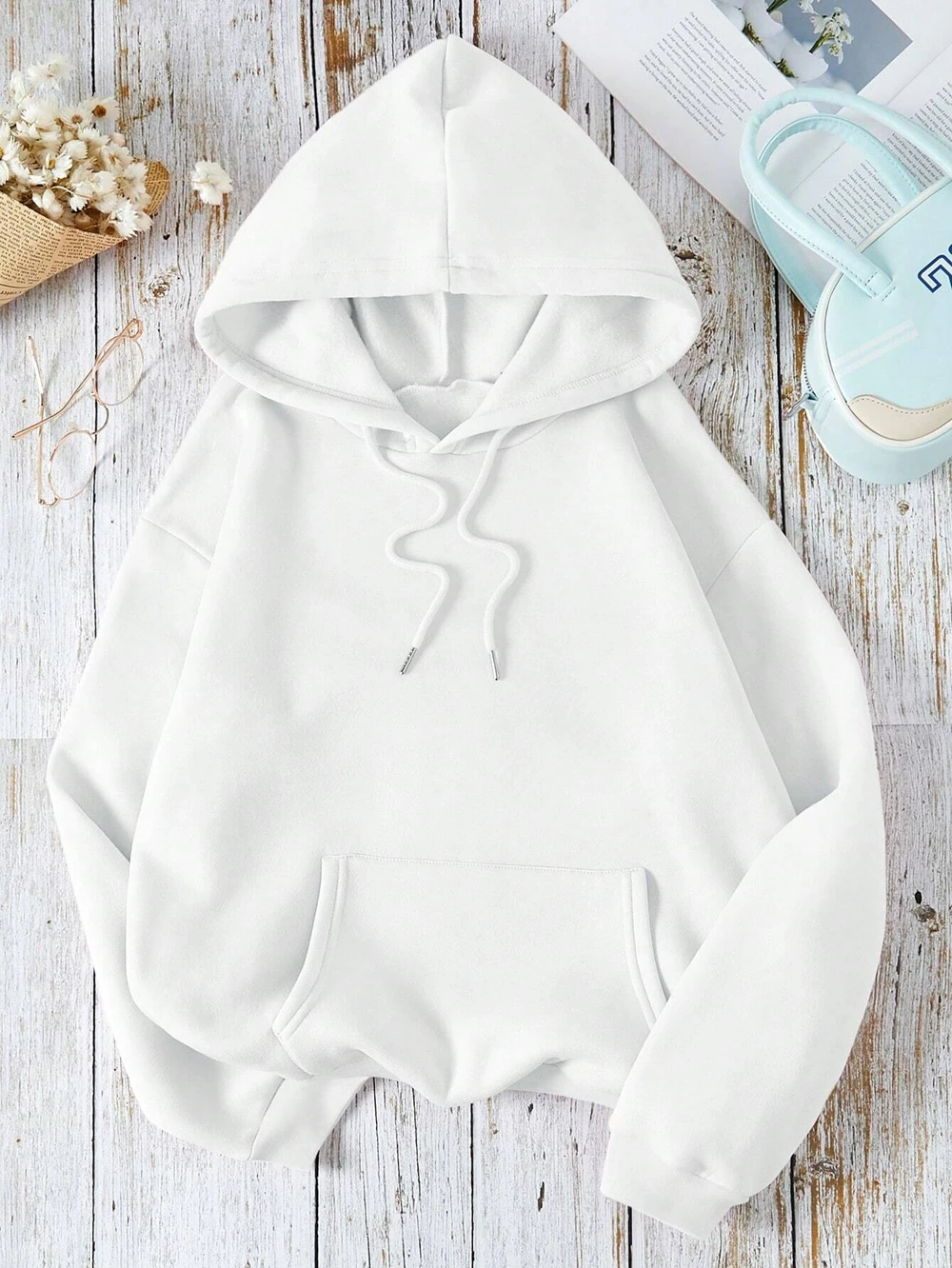 Loose Oversized Clothing Hoodie Men Women Autumn Warm Fleece Street Sweatshirts Solid Color Casual All-match Couple Hooded