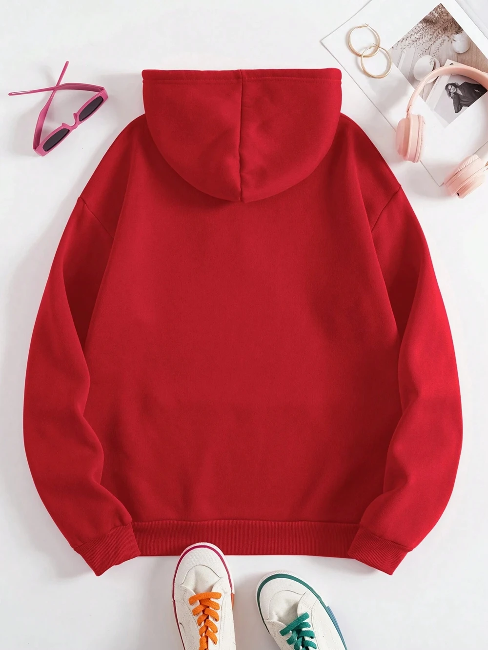 Loose Oversized Clothing Hoodie Men Women Autumn Warm Fleece Street Sweatshirts Solid Color Casual All-match Couple Hooded