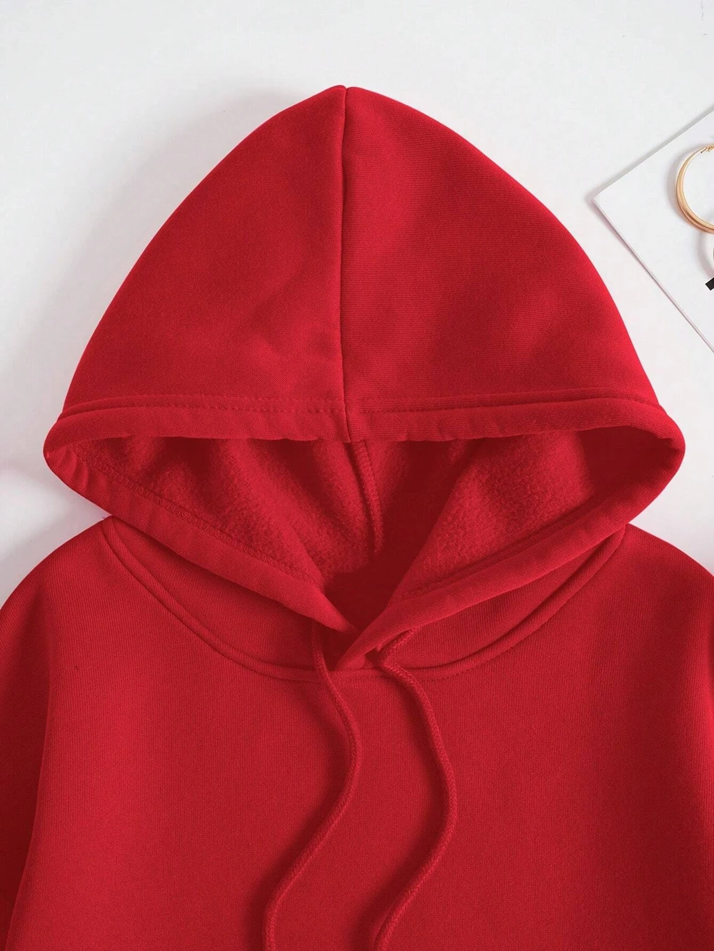Loose Oversized Clothing Hoodie Men Women Autumn Warm Fleece Street Sweatshirts Solid Color Casual All-match Couple Hooded