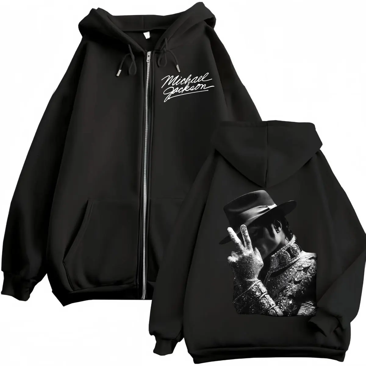 90's Classics Michael Jackson Merch Zipper Hoodie Men Women Fashion Rock Zip Up Pullovers High Quality Fleece Hooded Sweatshirts