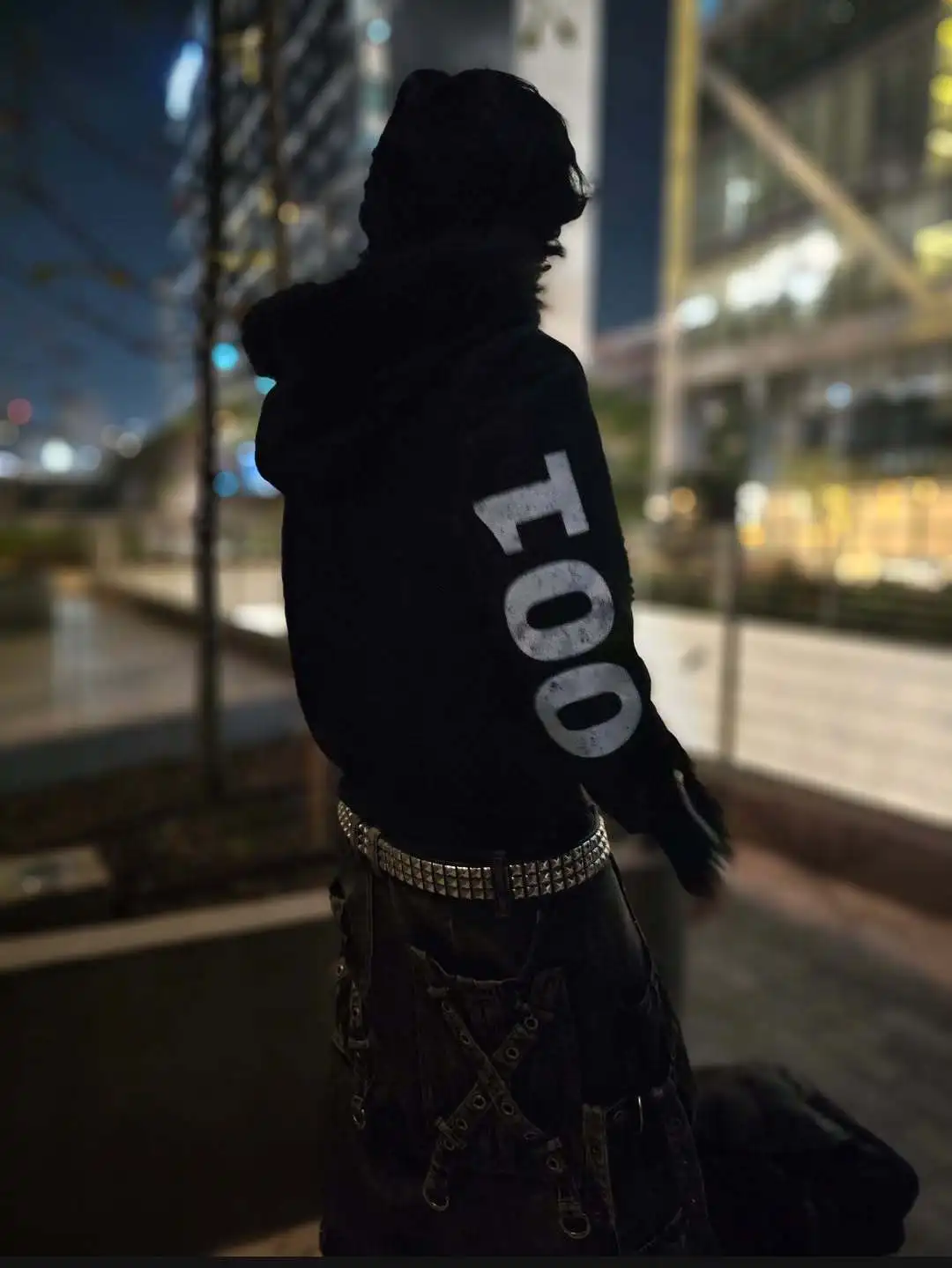 Y2K Japanese Harajuku streetwear European youth rivet fashion wool pullover men's urban casual hooded hip-hop printed sweatshirt