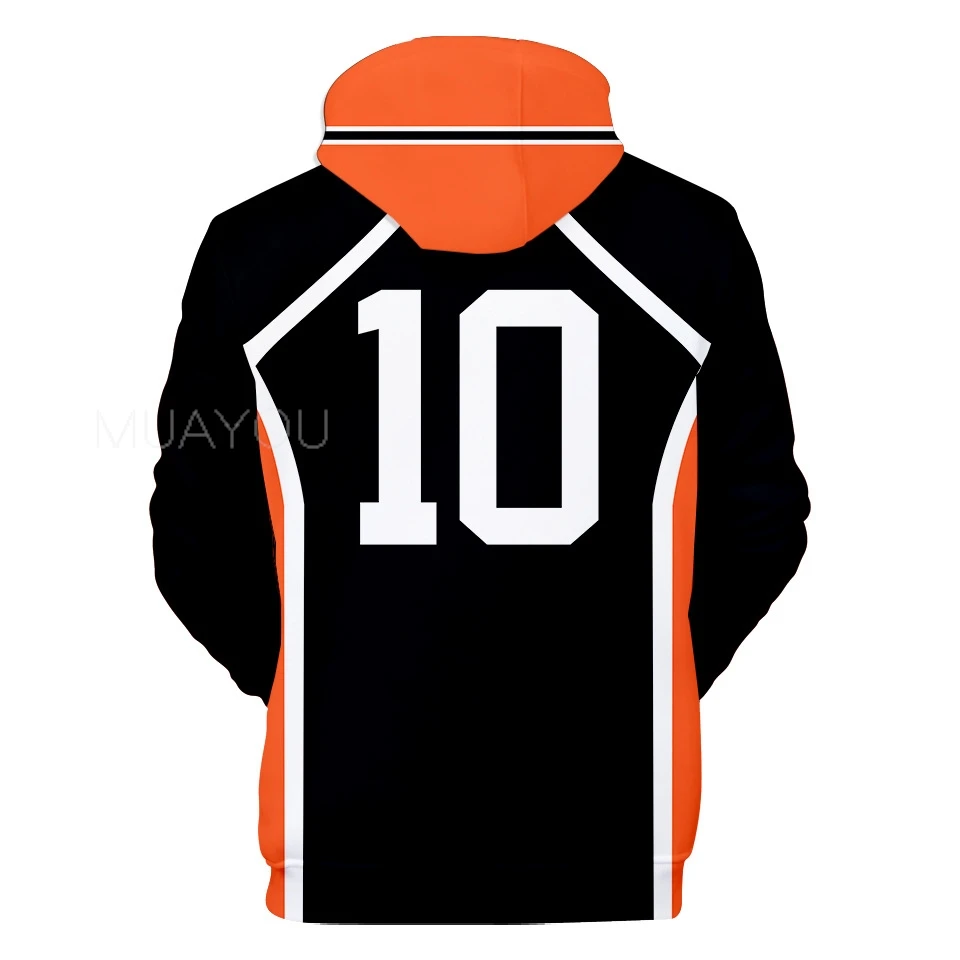 Haikyuu Hoodie 10 Hinata Shoyo/9 Kageyama Tobio Volleyball uniform 3D Karasuno High School Anime Hoodie Casual Kids Sweatshirt