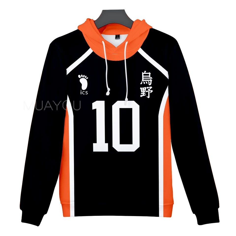 Haikyuu Hoodie 10 Hinata Shoyo/9 Kageyama Tobio Volleyball uniform 3D Karasuno High School Anime Hoodie Casual Kids Sweatshirt