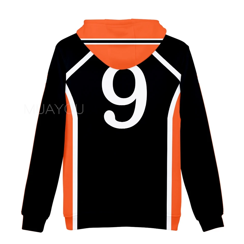 Haikyuu Hoodie 10 Hinata Shoyo/9 Kageyama Tobio Volleyball uniform 3D Karasuno High School Anime Hoodie Casual Kids Sweatshirt