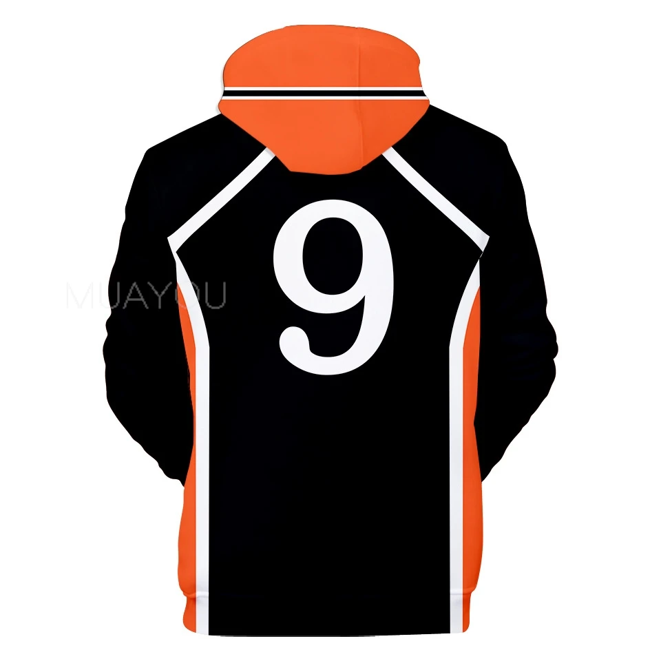 Haikyuu Hoodie 10 Hinata Shoyo/9 Kageyama Tobio Volleyball uniform 3D Karasuno High School Anime Hoodie Casual Kids Sweatshirt