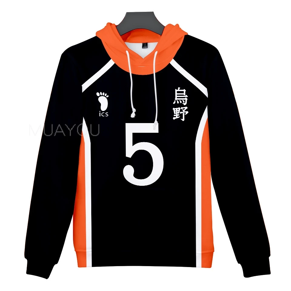 Haikyuu Hoodie 10 Hinata Shoyo/9 Kageyama Tobio Volleyball uniform 3D Karasuno High School Anime Hoodie Casual Kids Sweatshirt