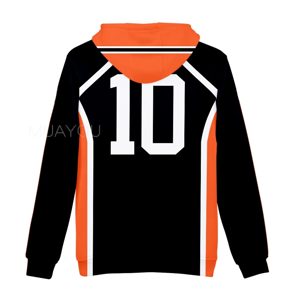 Haikyuu Hoodie 10 Hinata Shoyo/9 Kageyama Tobio Volleyball uniform 3D Karasuno High School Anime Hoodie Casual Kids Sweatshirt
