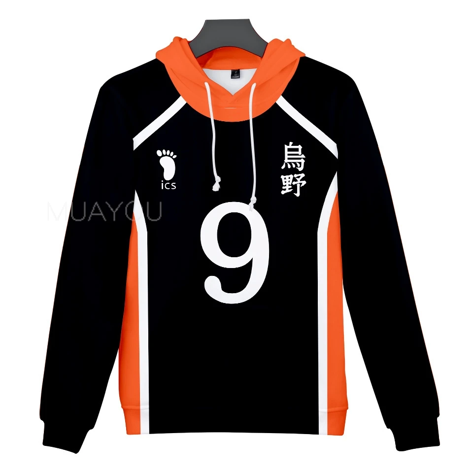Haikyuu Hoodie 10 Hinata Shoyo/9 Kageyama Tobio Volleyball uniform 3D Karasuno High School Anime Hoodie Casual Kids Sweatshirt