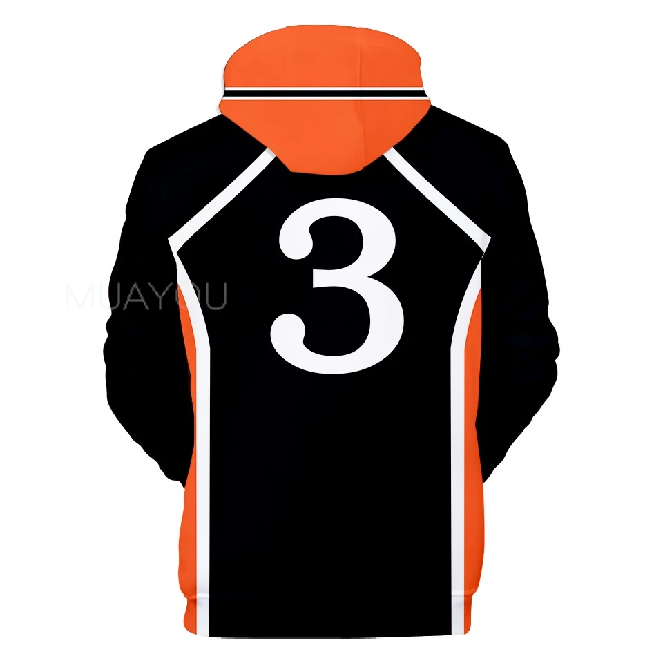 Haikyuu Hoodie 10 Hinata Shoyo/9 Kageyama Tobio Volleyball uniform 3D Karasuno High School Anime Hoodie Casual Kids Sweatshirt