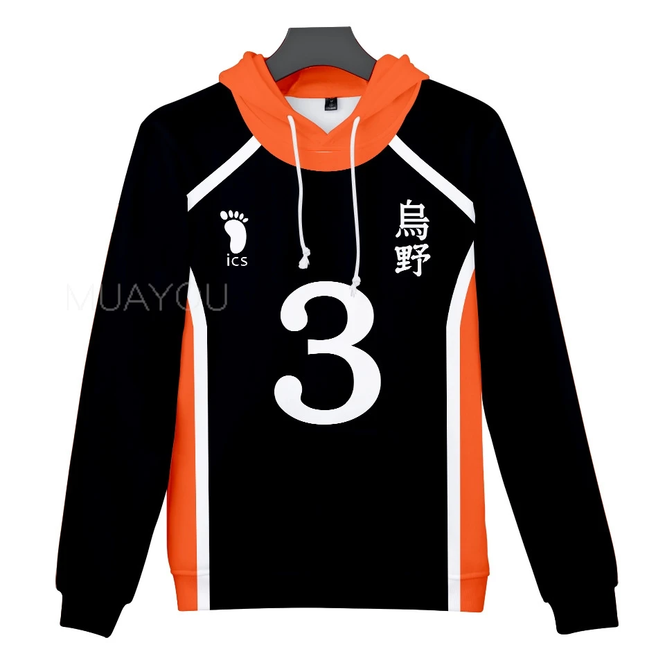 Haikyuu Hoodie 10 Hinata Shoyo/9 Kageyama Tobio Volleyball uniform 3D Karasuno High School Anime Hoodie Casual Kids Sweatshirt