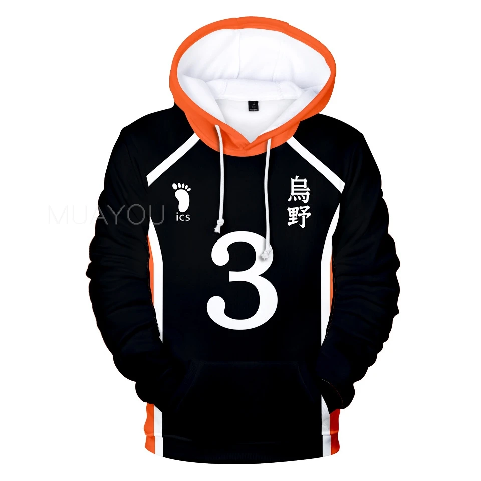 Haikyuu Hoodie 10 Hinata Shoyo/9 Kageyama Tobio Volleyball uniform 3D Karasuno High School Anime Hoodie Casual Kids Sweatshirt