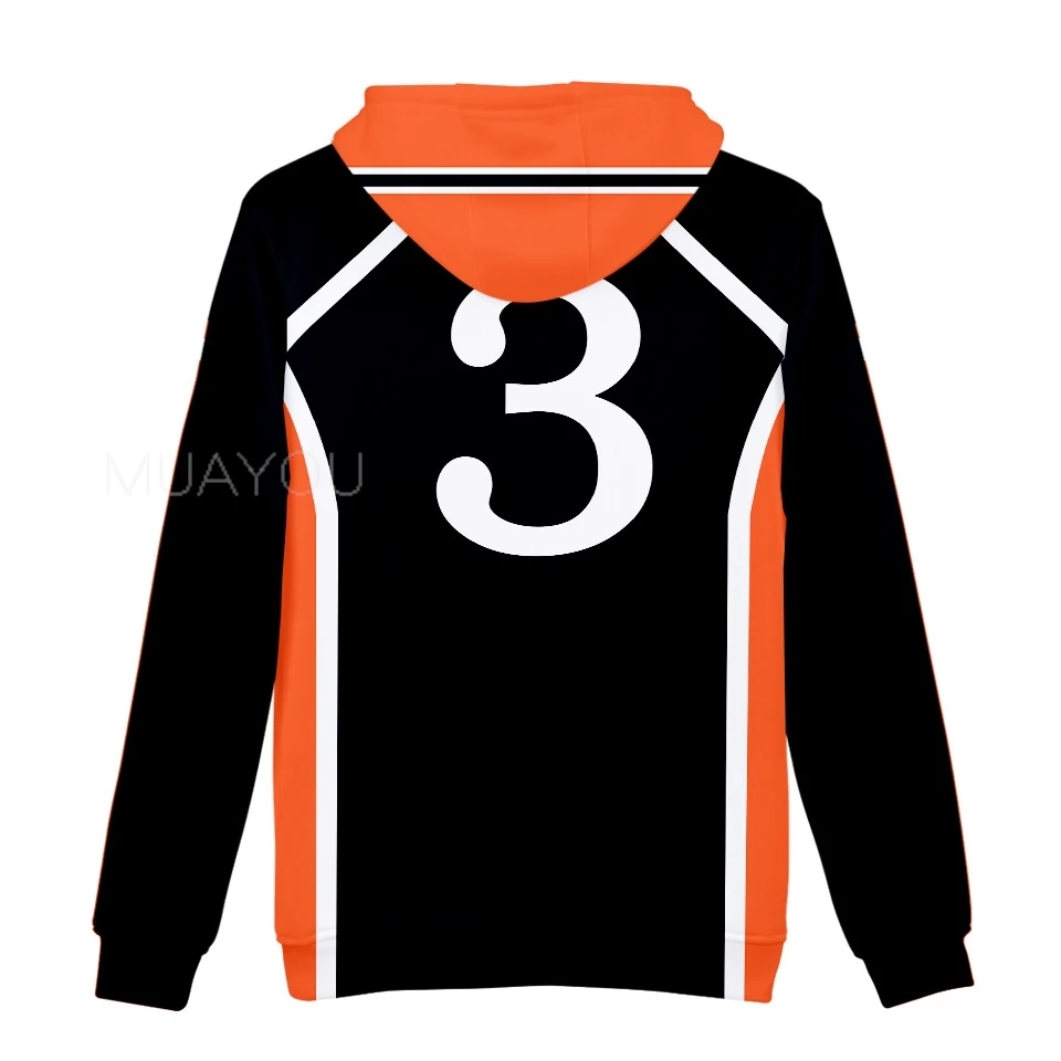 Haikyuu Hoodie 10 Hinata Shoyo/9 Kageyama Tobio Volleyball uniform 3D Karasuno High School Anime Hoodie Casual Kids Sweatshirt