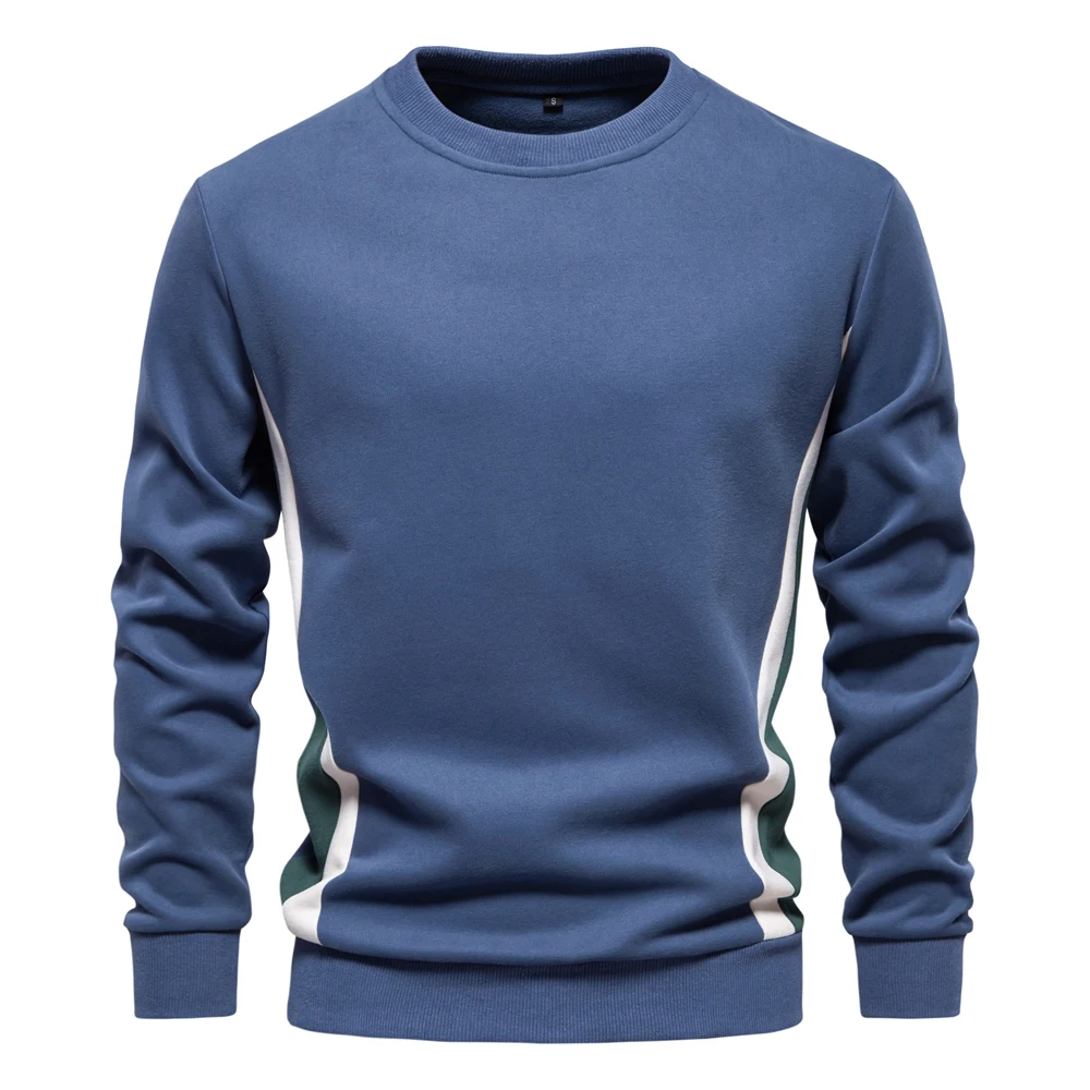 AIOPESON Mens Patckwork Cotton-blend Crew Neck Sweatshirts Fashion Casual Sport Round Neck Pullover Sweatshirt for Men
