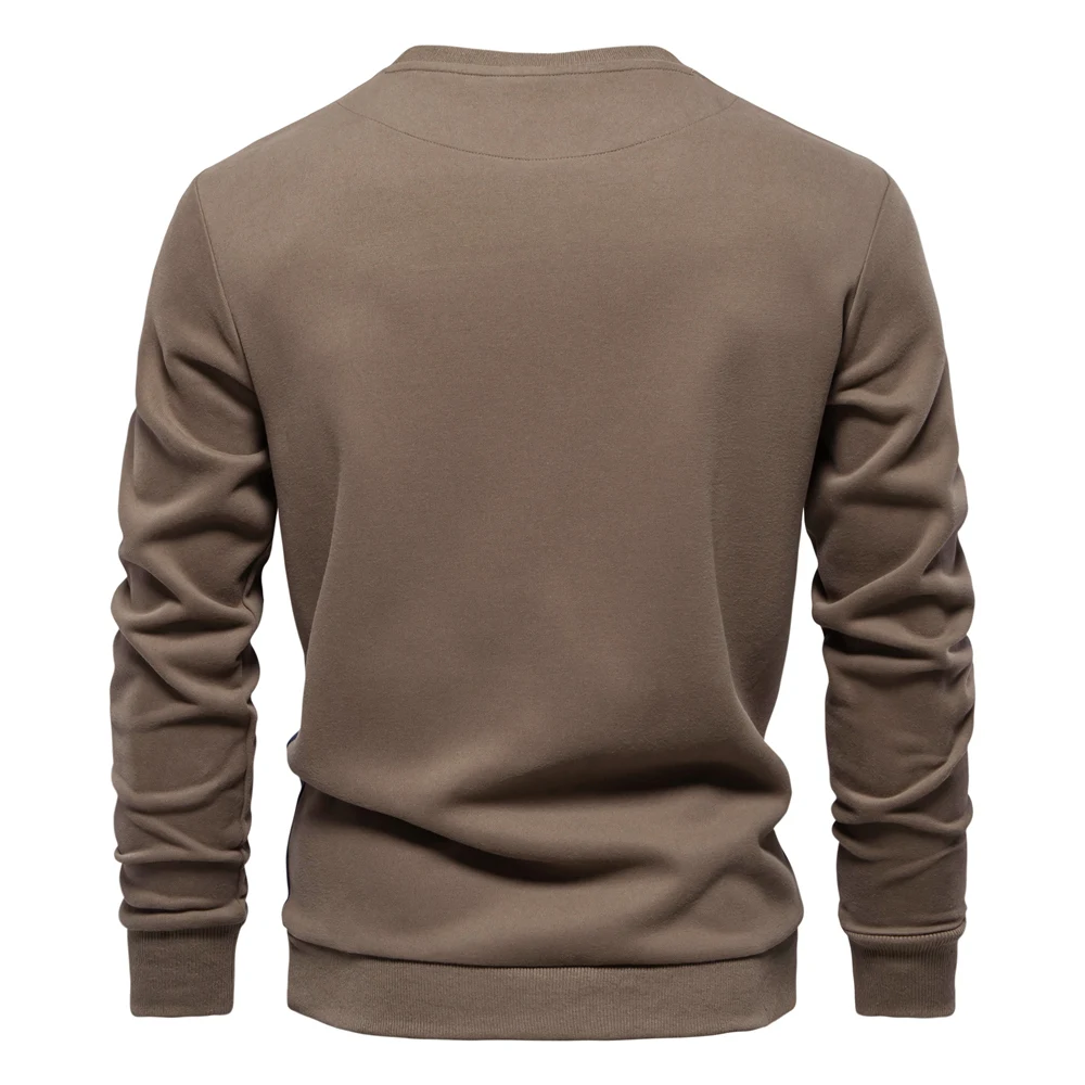 AIOPESON Mens Patckwork Cotton-blend Crew Neck Sweatshirts Fashion Casual Sport Round Neck Pullover Sweatshirt for Men