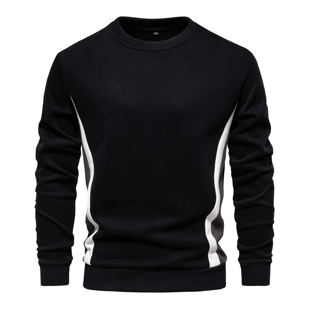 AIOPESON Mens Patckwork Cotton-blend Crew Neck Sweatshirts Fashion Casual Sport Round Neck Pullover Sweatshirt for Men