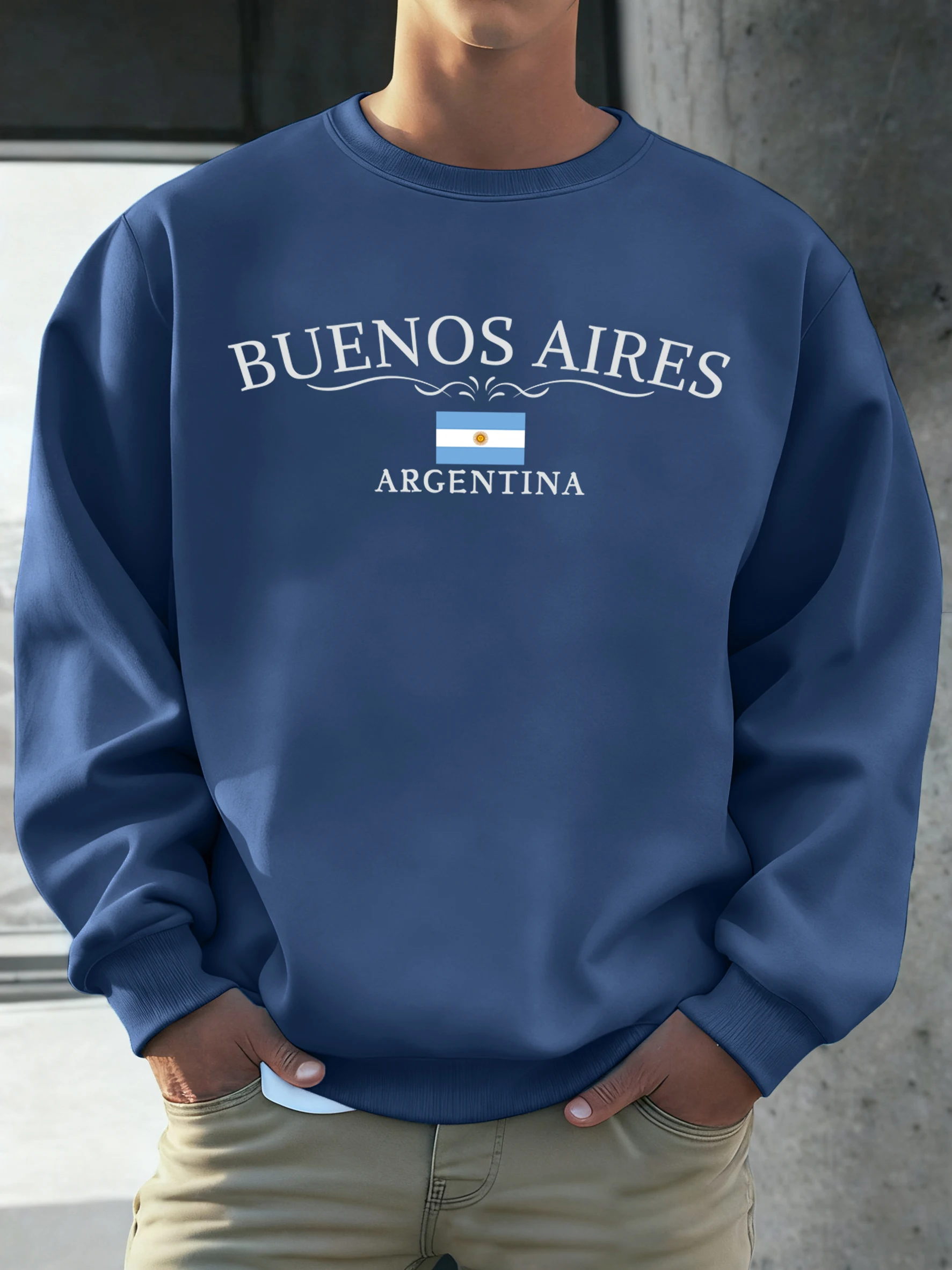 Buenos Aires Argentina Printed Men Sweatshirts Street Hip Hop Sportswear Fleece All-Match Pullover Unisex Casual Loose Clothing