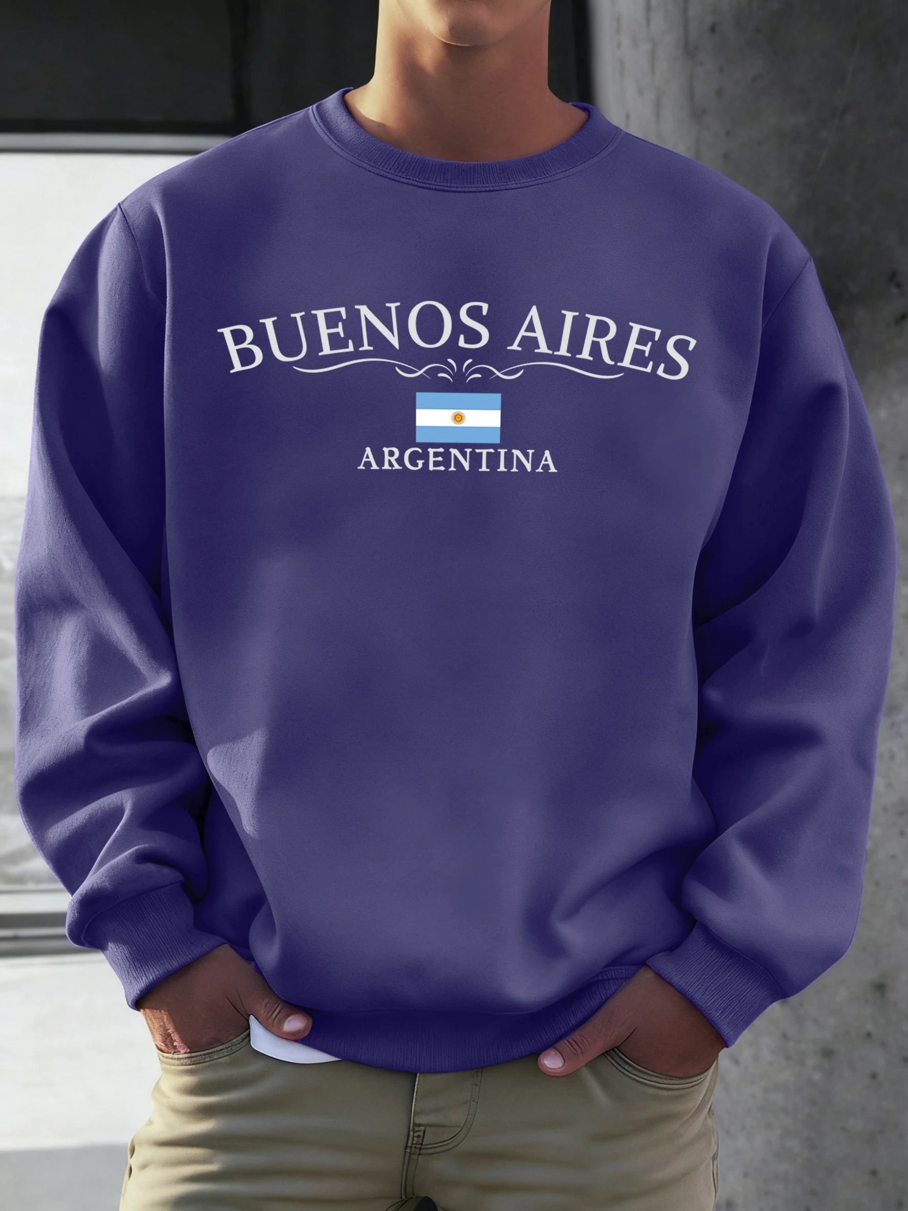 Buenos Aires Argentina Printed Men Sweatshirts Street Hip Hop Sportswear Fleece All-Match Pullover Unisex Casual Loose Clothing