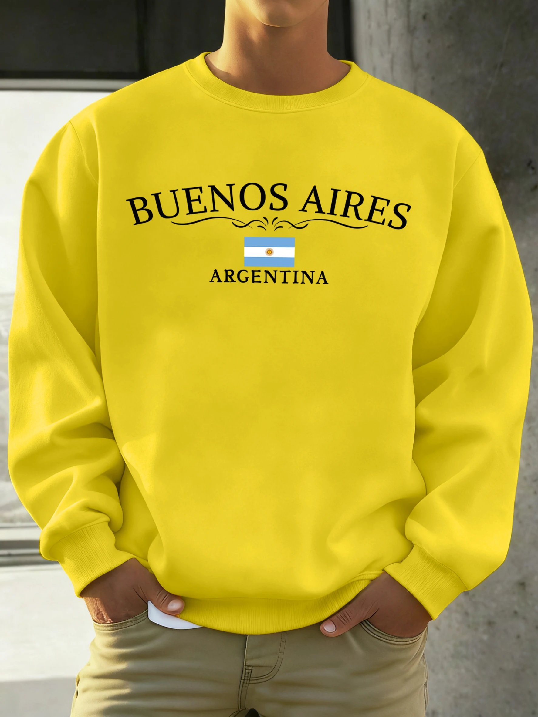 Buenos Aires Argentina Printed Men Sweatshirts Street Hip Hop Sportswear Fleece All-Match Pullover Unisex Casual Loose Clothing