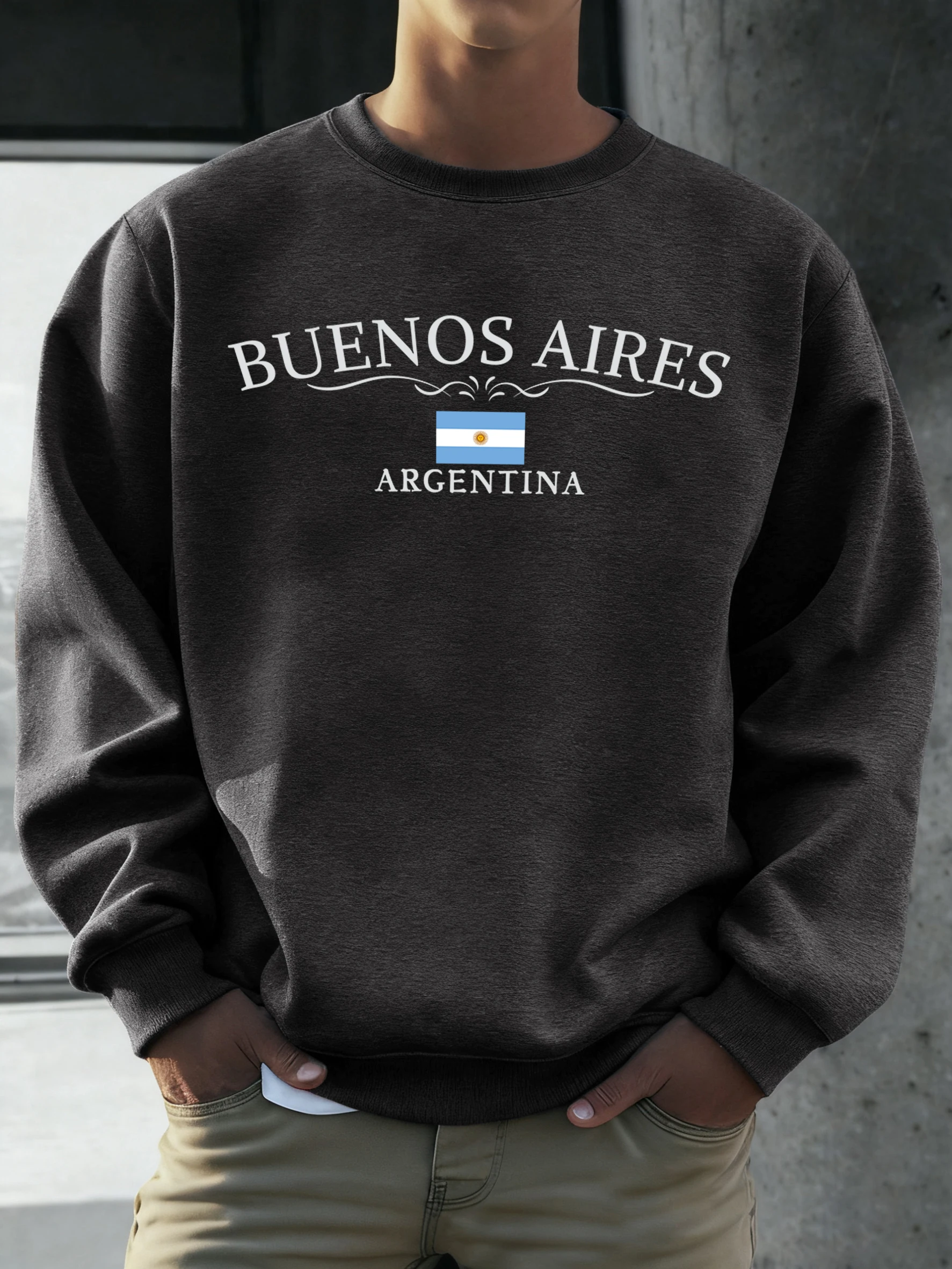 Buenos Aires Argentina Printed Men Sweatshirts Street Hip Hop Sportswear Fleece All-Match Pullover Unisex Casual Loose Clothing