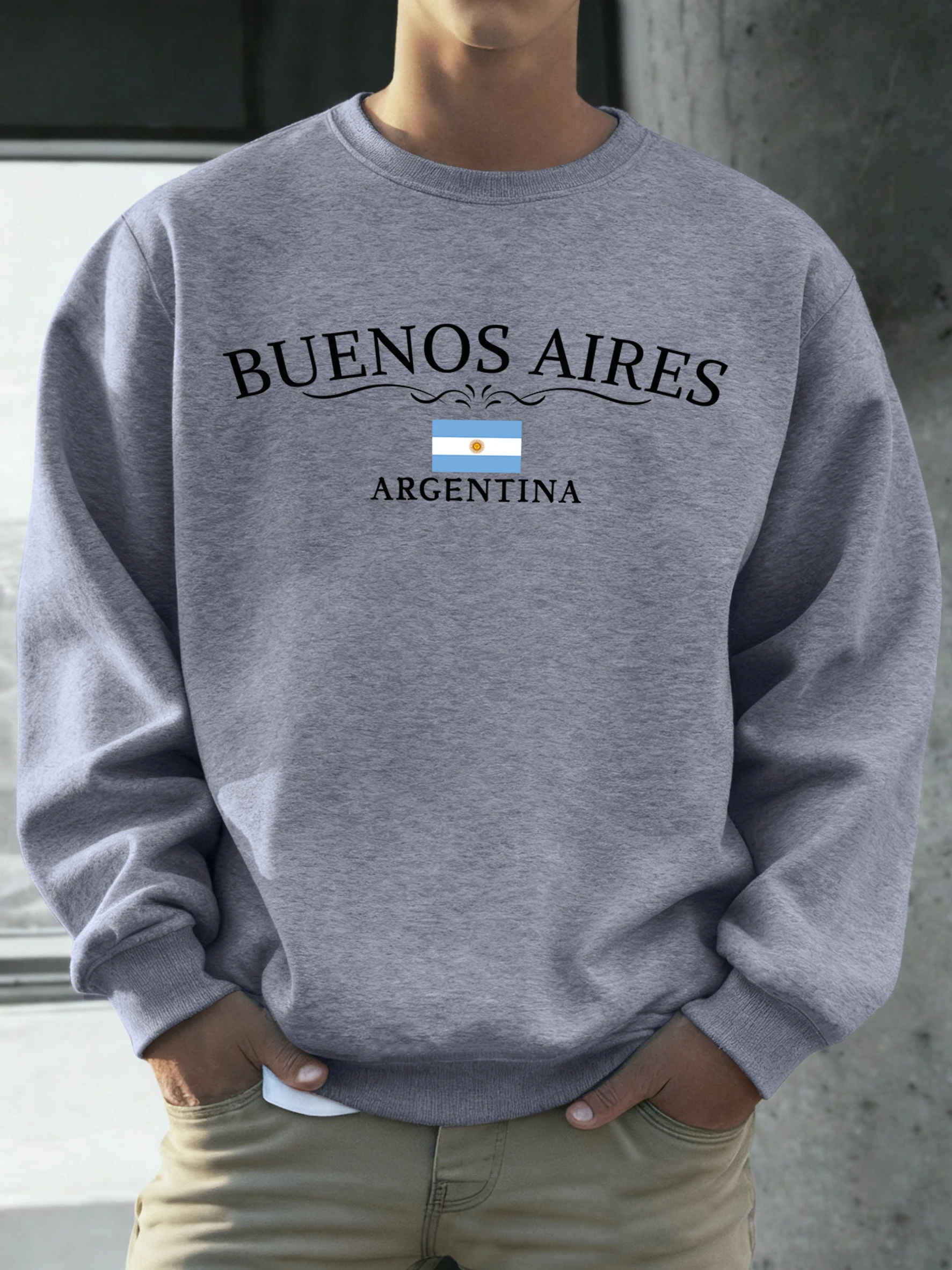 Buenos Aires Argentina Printed Men Sweatshirts Street Hip Hop Sportswear Fleece All-Match Pullover Unisex Casual Loose Clothing