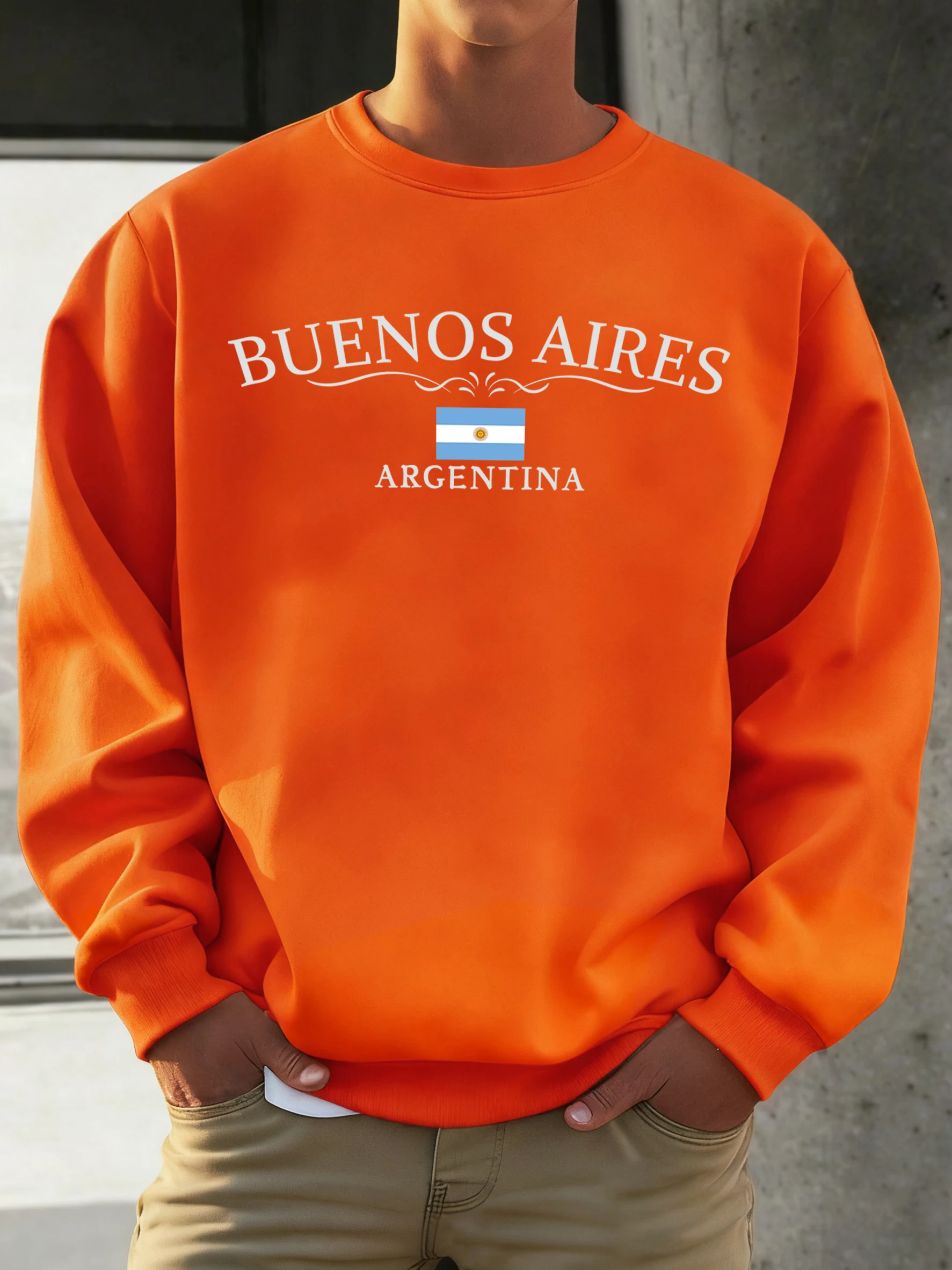 Buenos Aires Argentina Printed Men Sweatshirts Street Hip Hop Sportswear Fleece All-Match Pullover Unisex Casual Loose Clothing