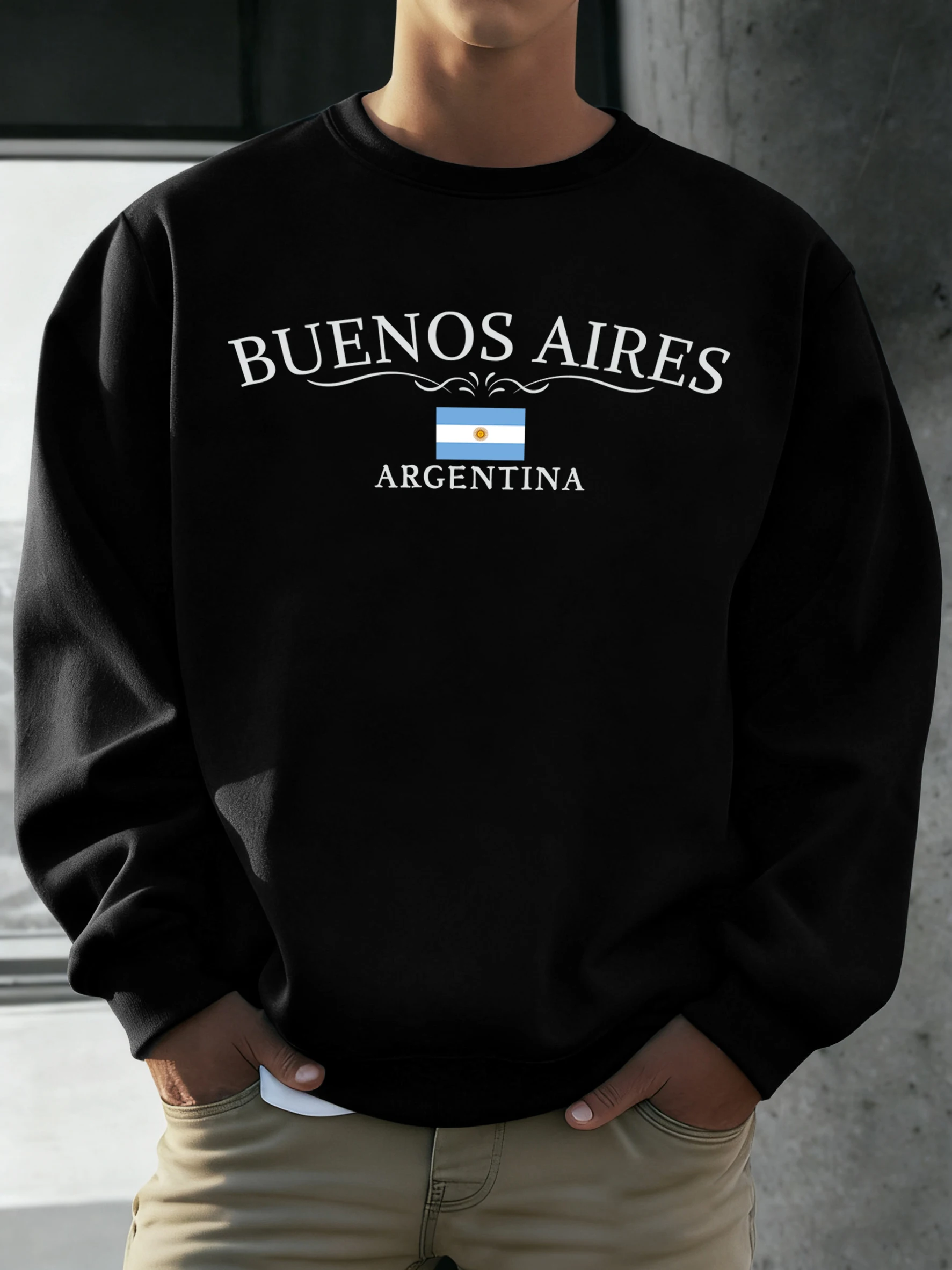 Buenos Aires Argentina Printed Men Sweatshirts Street Hip Hop Sportswear Fleece All-Match Pullover Unisex Casual Loose Clothing