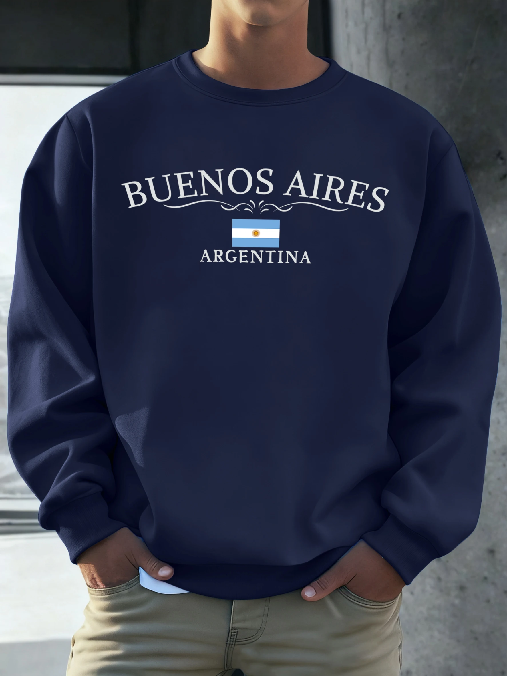 Buenos Aires Argentina Printed Men Sweatshirts Street Hip Hop Sportswear Fleece All-Match Pullover Unisex Casual Loose Clothing