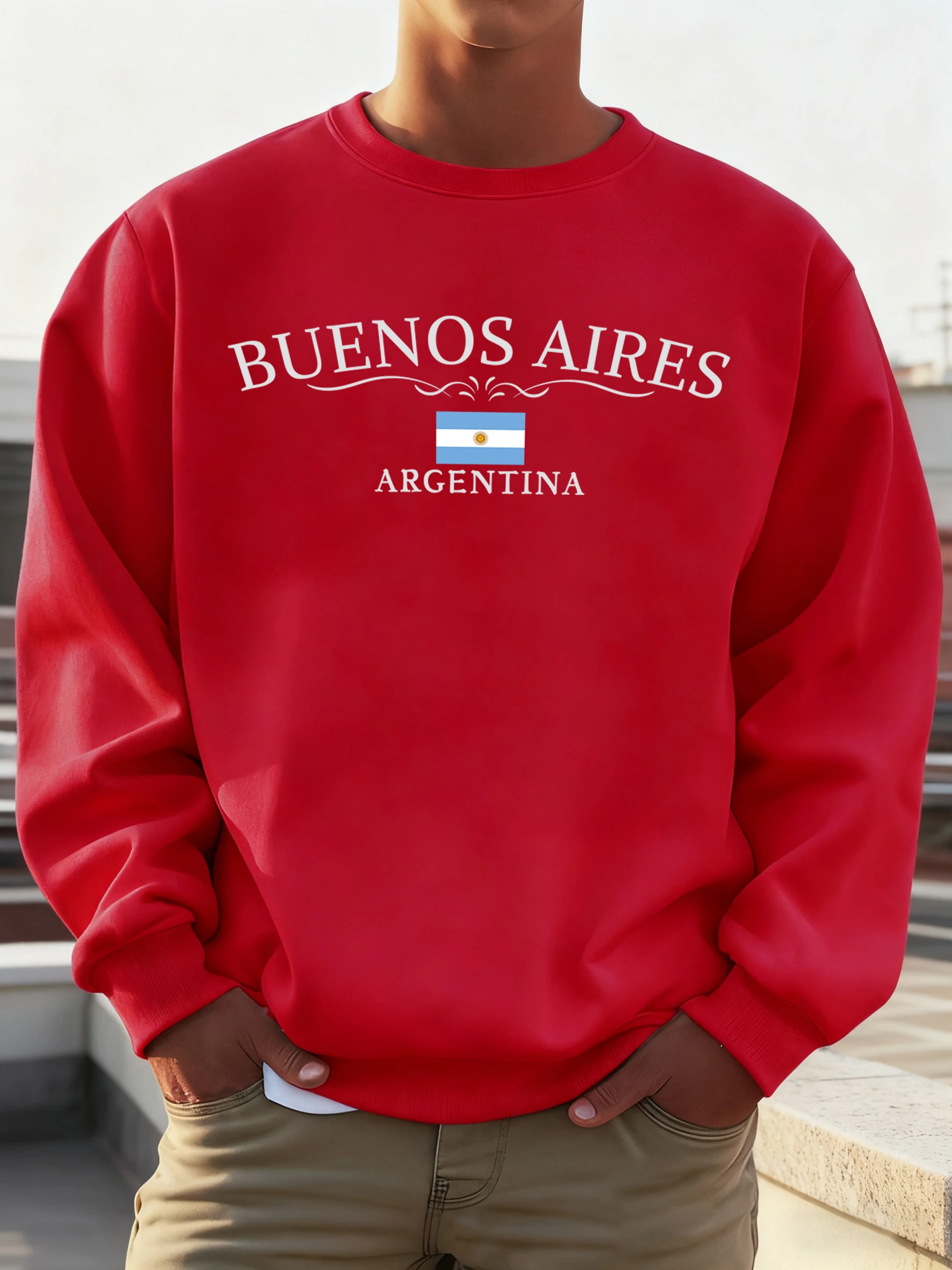 Buenos Aires Argentina Printed Men Sweatshirts Street Hip Hop Sportswear Fleece All-Match Pullover Unisex Casual Loose Clothing