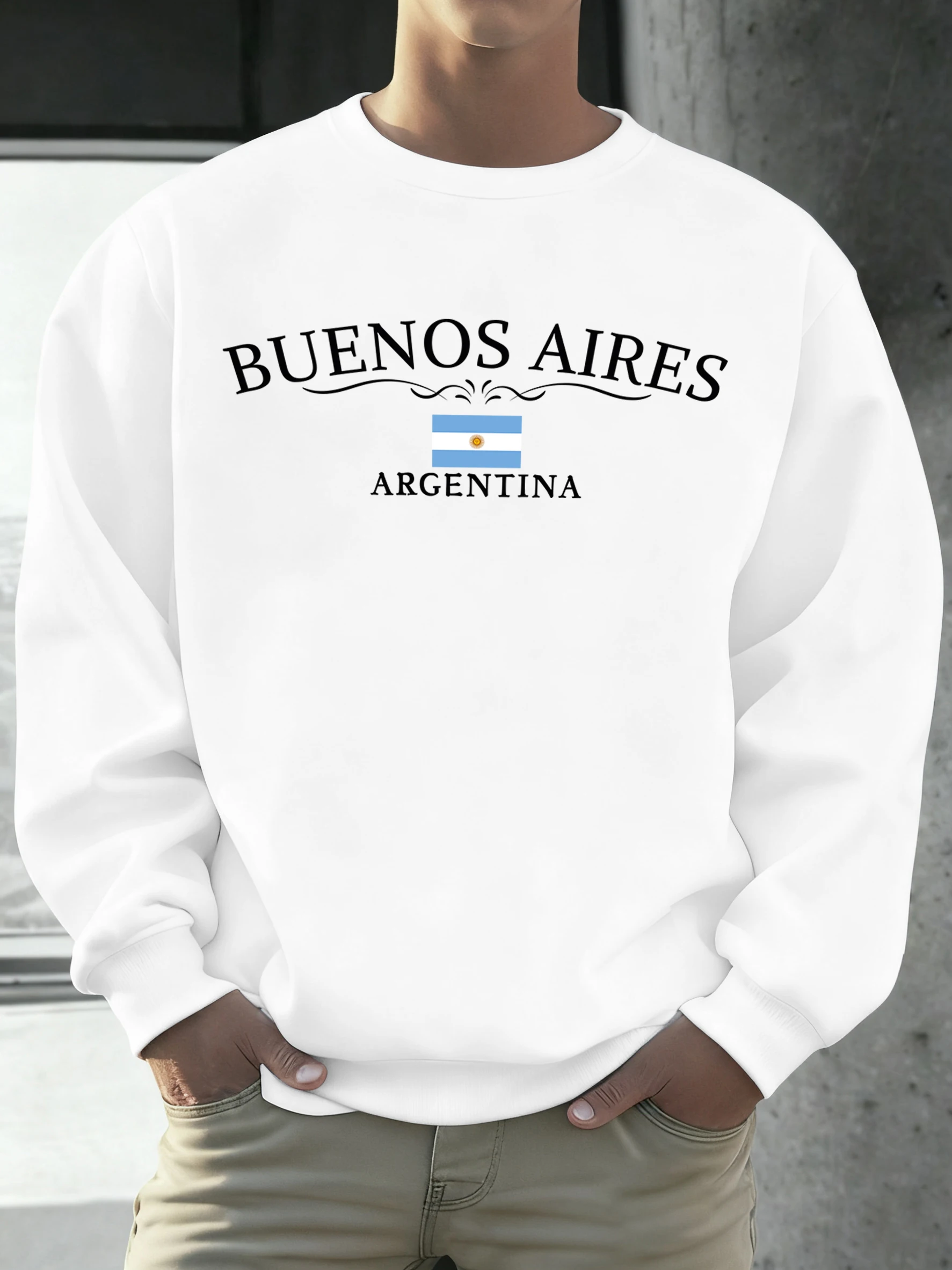 Buenos Aires Argentina Printed Men Sweatshirts Street Hip Hop Sportswear Fleece All-Match Pullover Unisex Casual Loose Clothing